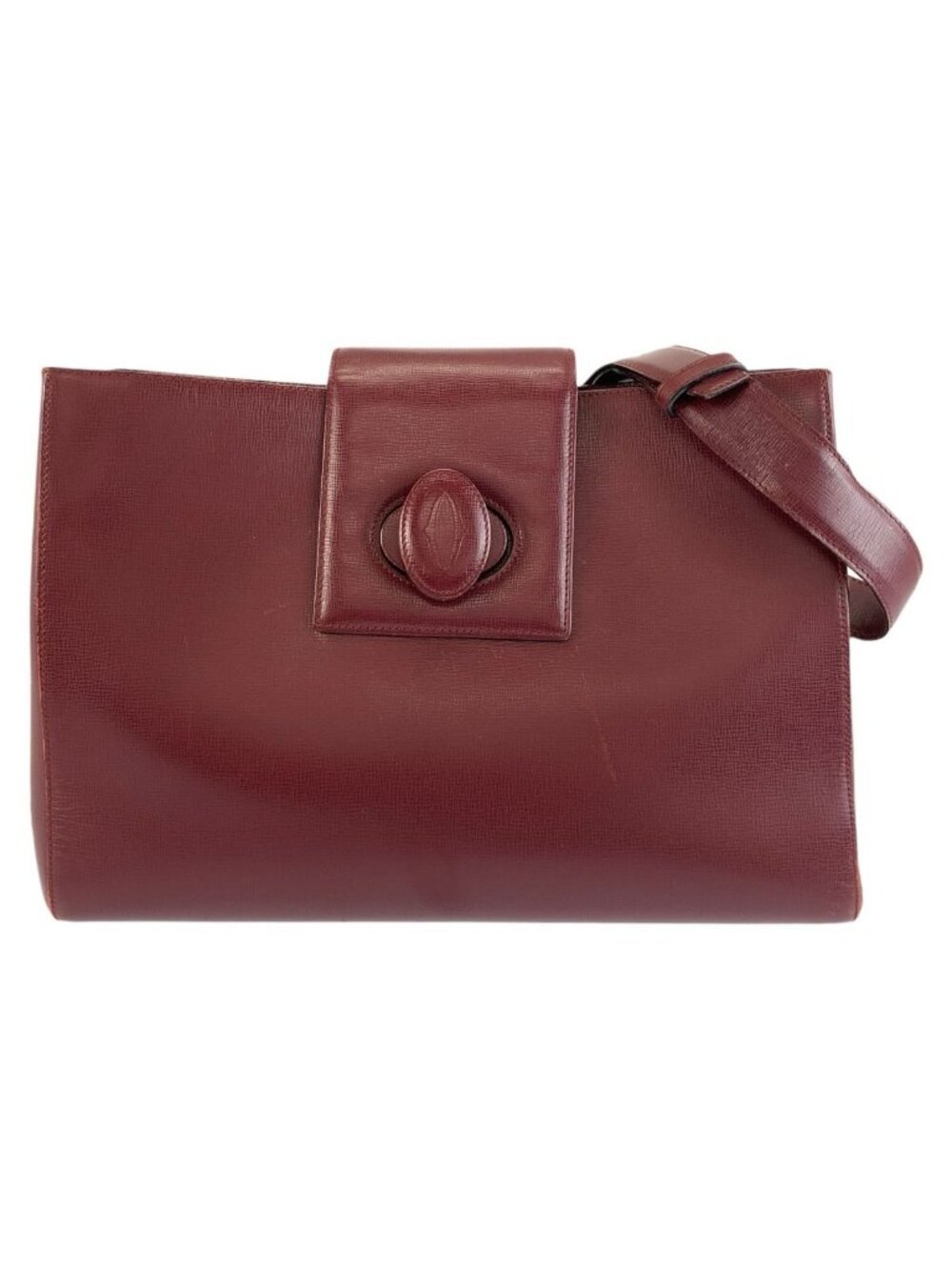 Cartier Must Line Wine Red Bordeaux Gold Leather Shoulder Bag